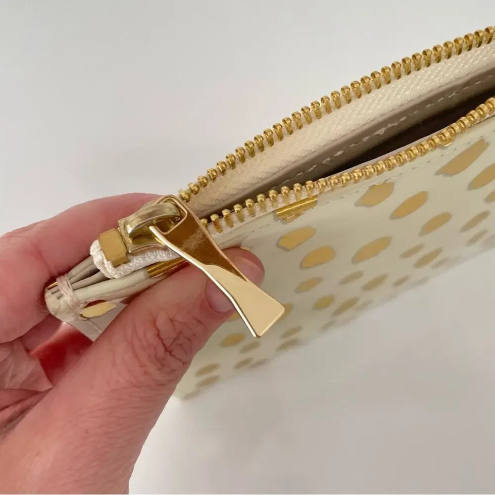 Kate Spade New York Flamingo Dot Gold Pencil Pouch